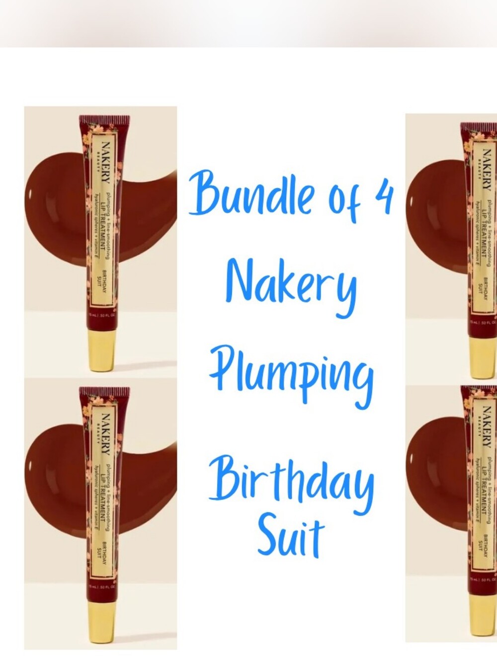 Bundle of 4: Nakery - Plumping Lip Treatment - Birthday Suit